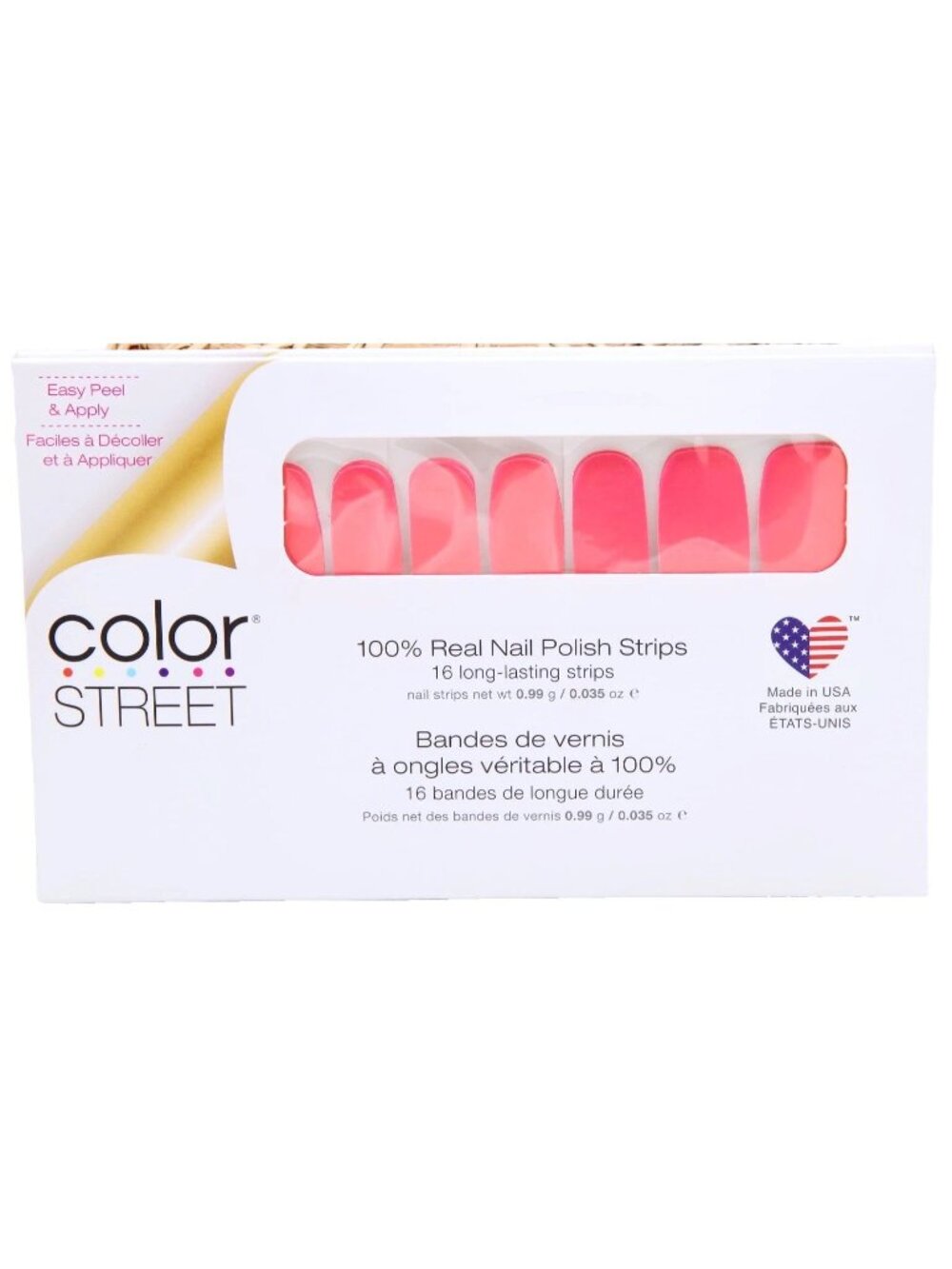 Color Street Citrus Sunshine 16 Nail Polish Strips Coral Pink Shimmer